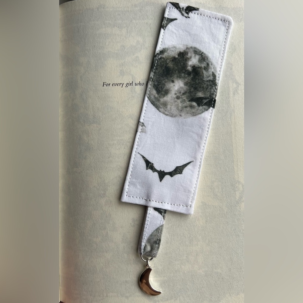 White and Black Moon Bat Bookmark